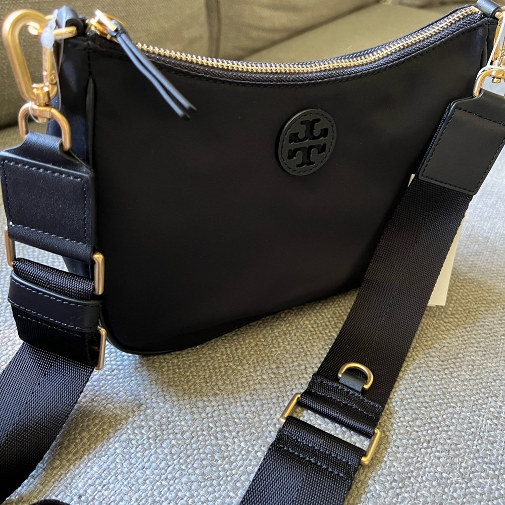 Tory Burch Nylon Web Mini Hobo Crossbody Black,brand new with tags!